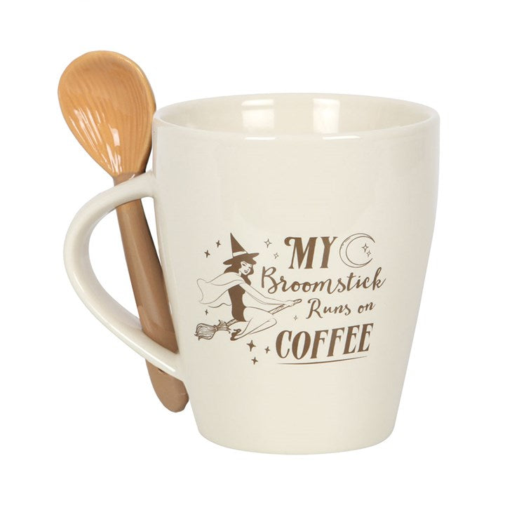 My Broomstick Runs On Coffee Mug & Spoon Set