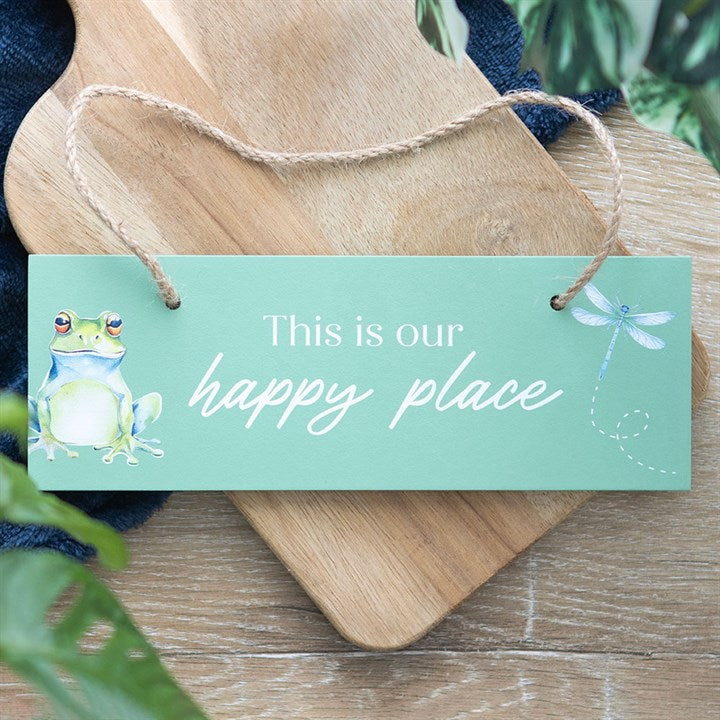 Light Green This Is Our Happy Place Hanging Sign