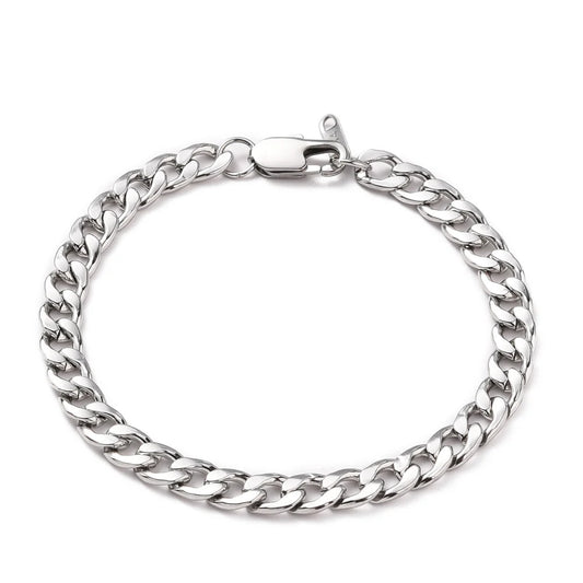 Men's Curb Chain Silver Bracelet