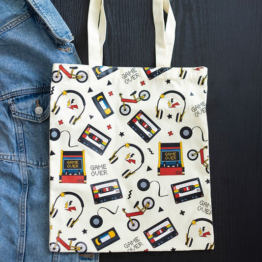 Retro 80's Print Polycotton Tote Bag