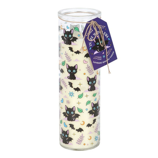 Cute & Creepy Cat Print Lavender Tube Candle