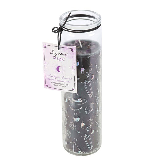 Crystal Witch Jasmine Tube Candle with Amethyst Crystal Chips