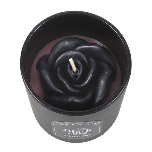 Black Rose Candle with 3D Rose