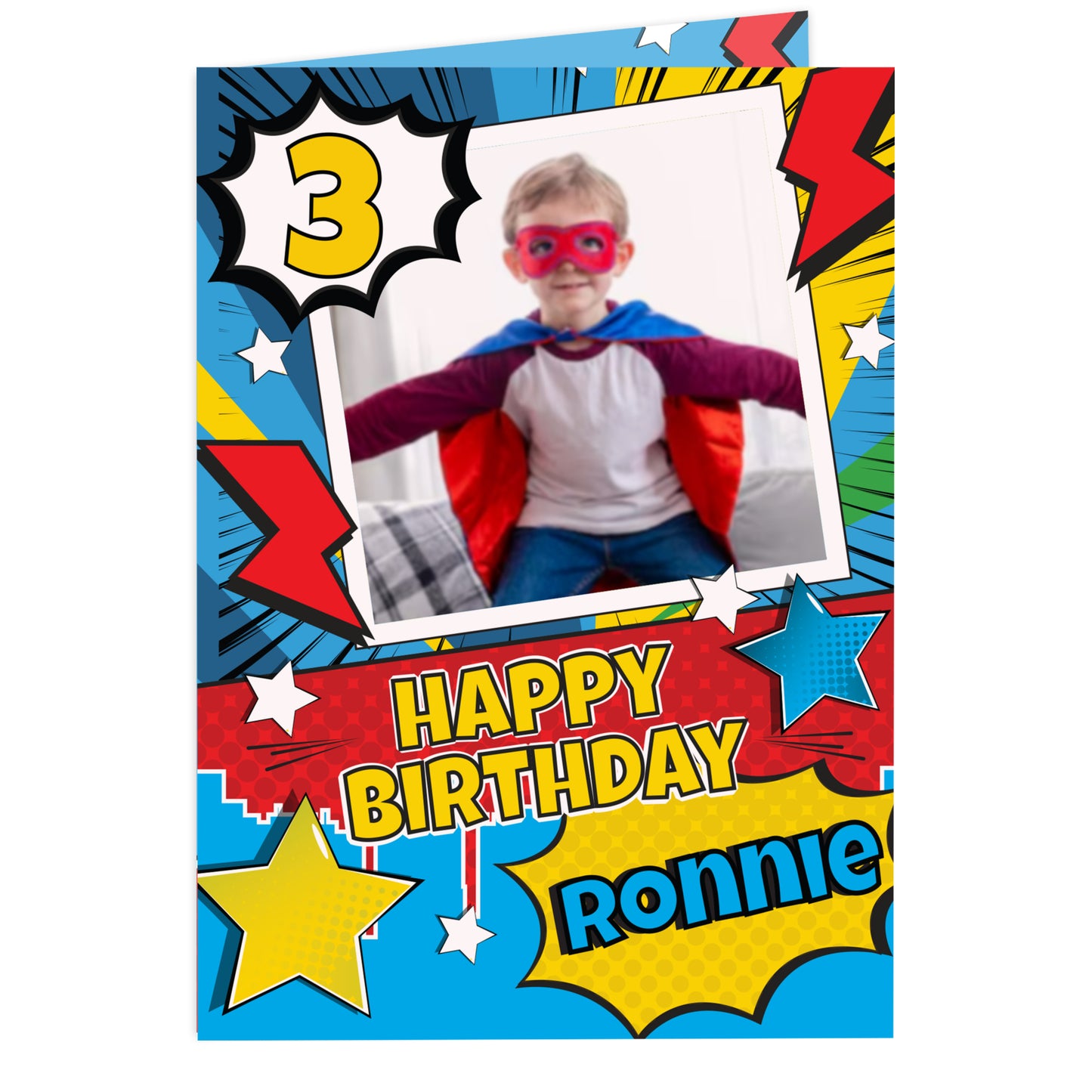 Personalised Photo Upload Superhero Birthday Card