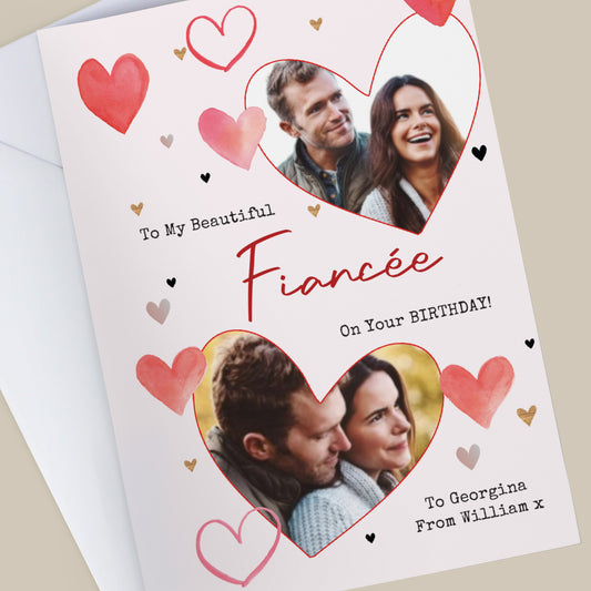 Personalised Photo Upload Red Hearts Card