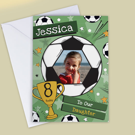 Personalised Photo Upload Football Birthday Card