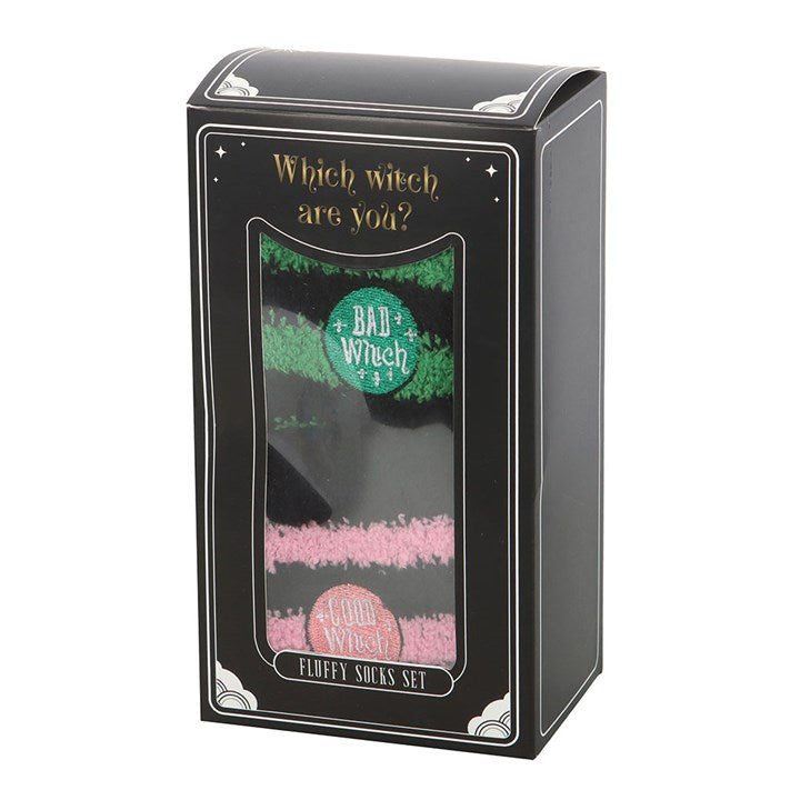 Set of 2 Good Witch and Bad Witch Fluffy Socks