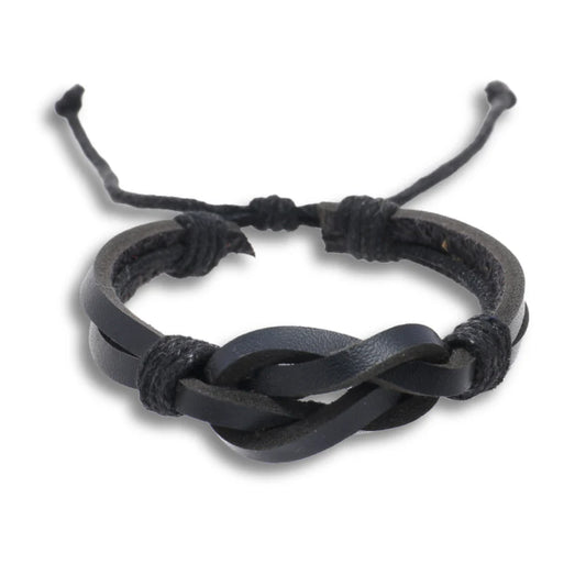 Black Leather Retro Knot Bracelet