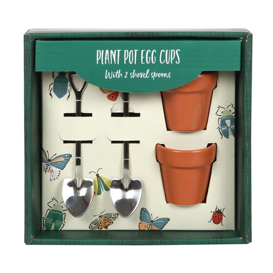 Plant Pot Egg Cup and Shovel Spoons