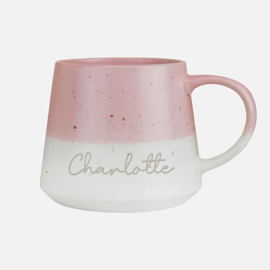 Personalised Name Pink Speckled Ceramic Mug
