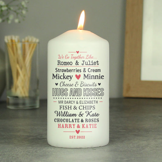 Personalised We Go Together Like...Pillar Candle
