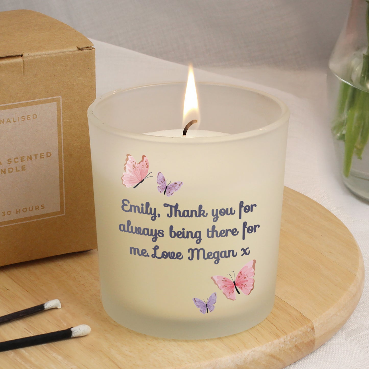 Personalised Butterfly Frosted Candle