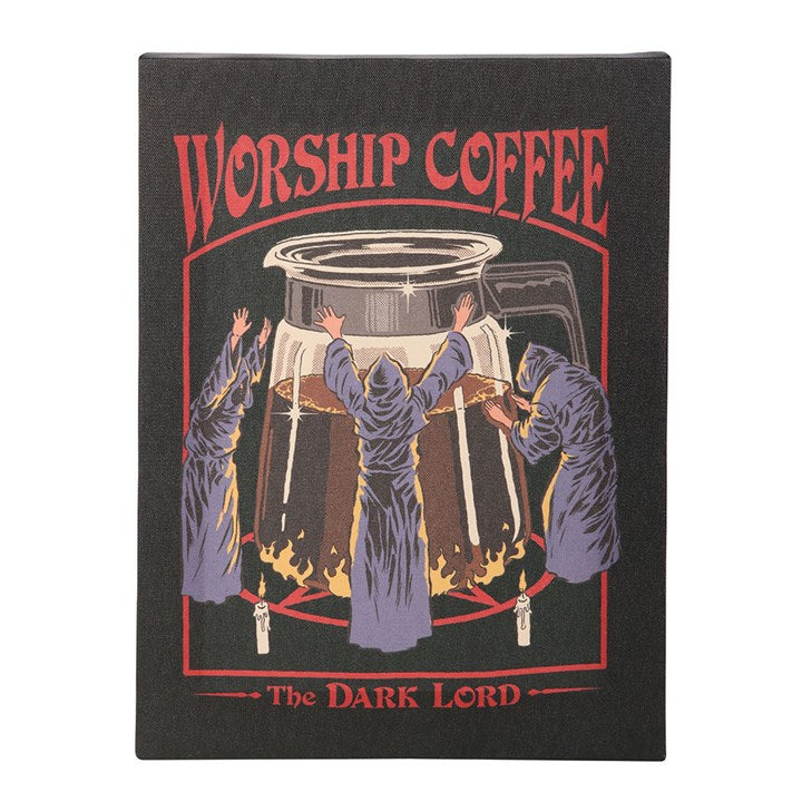 Worship Coffee Canvas Plaque by Steven Rhodes
