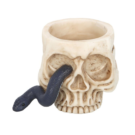 Skull with Snake Tealight Candle Holder