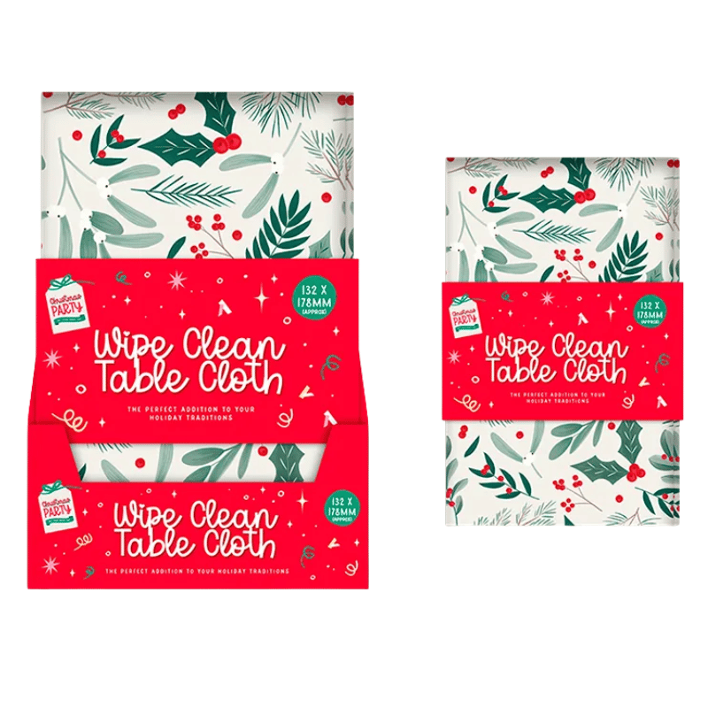 Christmas Holly Printed Wipe Clean Tablecloth
