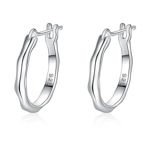 925 Sterling Silver Bamboo Hoop Earrings