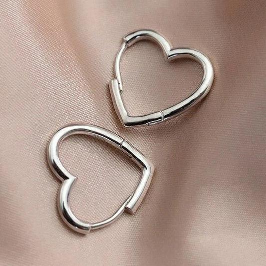 925 Sterling Silver Love Heart Hoop Earrings